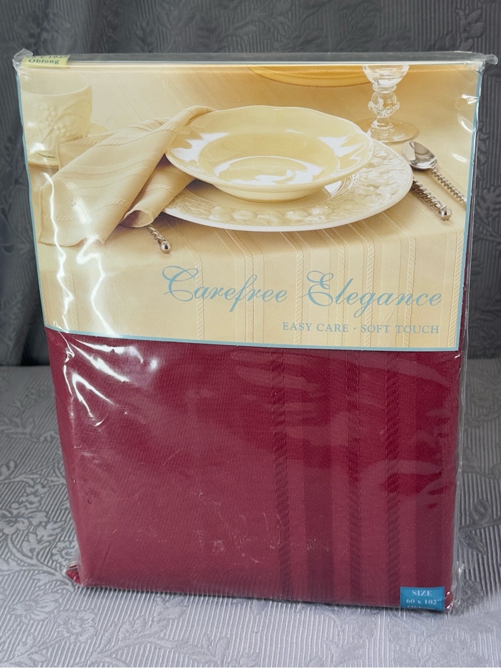 Bardwil Linens Carefree Elegance 60" X 102” Oblong  Burgundy Tablecloth